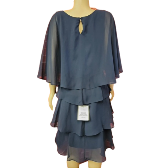 New SLNY Navy Beaded Tiered Dress Size 10 - Picture 4 of 4